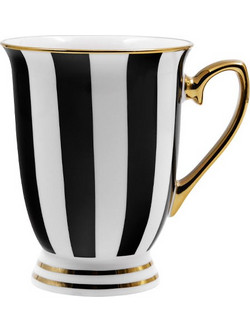 BRITISH ΚΟΥΠΑ 9x9x11cm NEW BONE CHINA ΛΕΥΚΟ ΜΑΥΡΟ ΧΡΥΣΟ 6τμχ