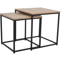 Σετ 2 Τραπεζάκια Ξύλο Σίδερο 846931 (45x45x45-40x40x40)