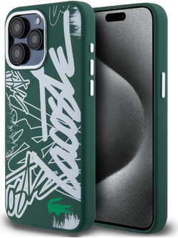 Lacoste Graffiti Hard Case Θήκη προστασίας από Liquid σιλικόνη iPhone 15 Pro Max Πράσινο/Λευκό