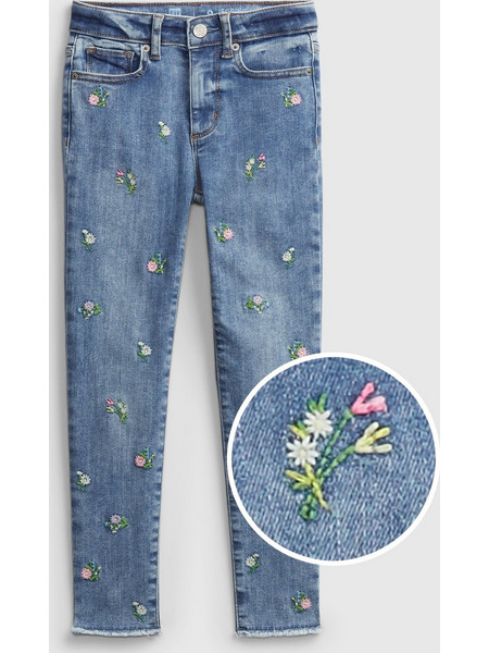 Παιδικό High-Rise Skinny Ankle Jegging με Κέντημα multi floral