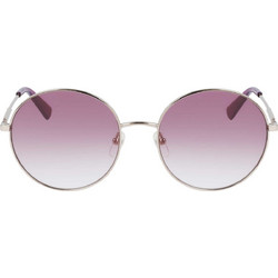 Longchamp LO143S 773 Γυναικεία Γυαλιά Ηλίου Στρογγυλά Μεταλλικά Ασημί με Ροζ Degradee Φακό