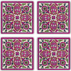 Σουβέρ (Σετ 4Τμχ) 366TYR1190 10x10x1cm Multi-Purple Hermia Πέτρα