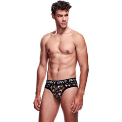 Μαύρο Ανδρικό Σλιπάκι Με Πολύχρωμο Σχέδιο - Envy Menswear Disco Unicorn Brief Black