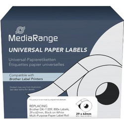 Ετικέτες Γενικής Χρήσης Mediarange (Brother(R) DK-11209) 29x62mm, 800 pcs, black on white Λευκό