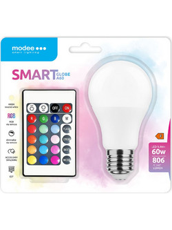 Modee LED Smart Σφαιρική Λάμπα με Τηλεχειριστήριο A60 9,4W RGB+W