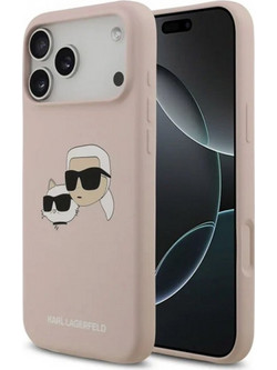Karl Lagerfeld Liquid Silicone Double Heads Θήκη Σιλικόνης με MagSafe για iPhone 17 Pro Max Ροζ