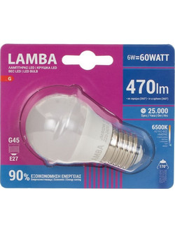 Λαμπτήρας LED E27 6W (G45) - Ψυχρό Φως