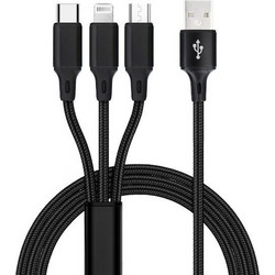 Καλώδιο γρήγορης φόρτισης USB-C σε USB-A & Micro USB Eprestige 2046 3 σε 1 μήκος 2m Μαύρο