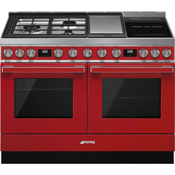 SMEG CPF120IGMPR ΑΙΣΘΗΤΙΚΗ PORTOFINO KOYZINA ME 2 ΠΥΡΟΛΥΤΙΚΟΥΣ ΦΟΥΡΝΟΥΣ 3 ΕΣΤΙΕΣ ΑΕΡΙΟΥ 1 ΕΣΤΙΑ TEPANYAKI KAI 2 ΕΠΑΓΩΓΙΚΕΣ