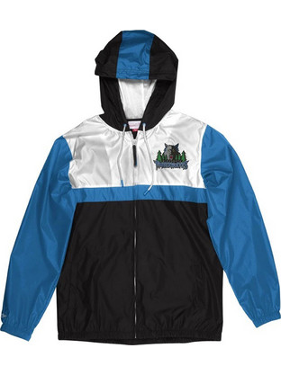Mitchell & Ness Timberwolves Ανδρικό Μπουφάν Αντιανεμικό Μαύρο Μπλε FLZPAJ19028-MTIBLCK