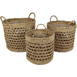 ALMAR ΚΑΛΑΘΙ ΧΕΡΟΥΛΙ SET 3ΤΜΧ 40x40x35cm SEAGRASS ΦΥΣΙΚΟ