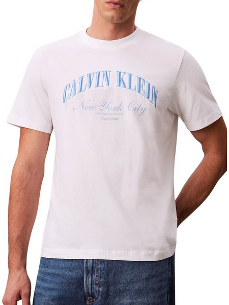 Calvin Klein Jeans Embroidered NYC Logo T-shirt - ΛΕΥΚΌ