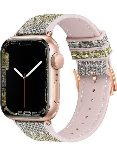Hoco WA11 Diamond Series Λουράκι Σιλικόνης Silver / Yellow (Apple Watch 42 / 44 / 45 / 49mm)