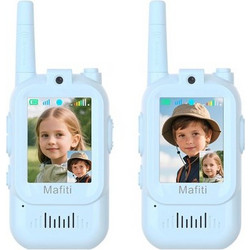 MAFITI παιδικά walkie talkie JK200 με οθόνη & κάμερα, 3+ ετών, επαναφορτιζόμενα, μπλε, 2τμχ