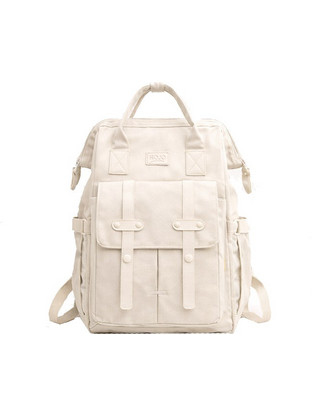 Γυναικείο Σακίδιο Πλάτης Backpack από Πολυεστέρα με Θήκες, 28x21x41cm, Κρεμ - Aria Trade