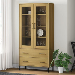 Βιβλιοθήκη OSLO Καφέ 85x35x172,5 εκ. Μασίφ Ξύλο με Μεταλ. Πόδια