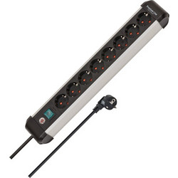 Brennenstuhl Premium-Alu-Line Steckdosenleiste 8-fach (schwarz/aluminium, 3 Meter Kabel, mit Sicherheitsschalter)