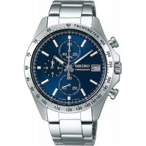 Seiko Ανδρικό Ρολόι Χρονογράφος με Ασημί Μεταλλικό Μπρασελέ SBTR023
