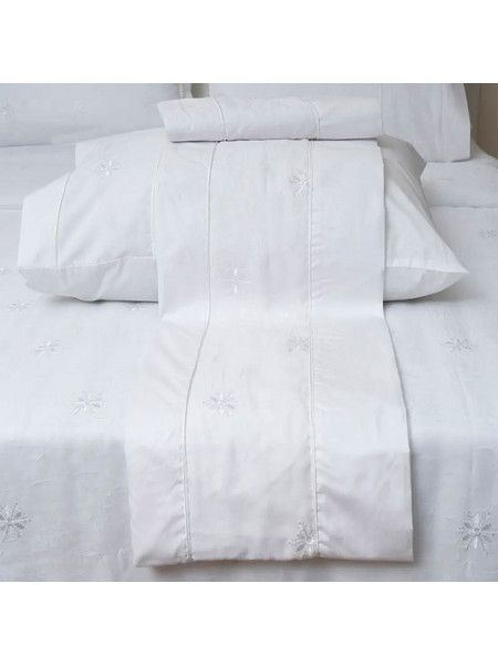 Σεντόνια 1019 (Σετ 4τμχ) White Viopros Υπέρδιπλo 240x260cm 100% Βαμβάκι