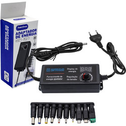 Universal Τροφοδοτικό AC/DC 60W 3-12V 5A με Σετ 10 Βυσμάτων, Ρυθμιζόμενη Τάση και Ψηφιακό Βολτόμετρο Μαύρο AWX-0312500