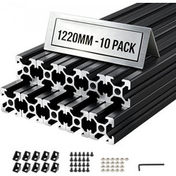 Προφίλ εξώθησης αλουμινίου VEVOR 10PCS 2020, 48 ιντσών 1220 mm, υποδοχή T European Standard Anodized Linear Rail, Ράγα εξωθημένου αλουμινίου υψηλής αντοχής, για εξαρτήματα εκτυπωτών 3D και πάγκος εργα