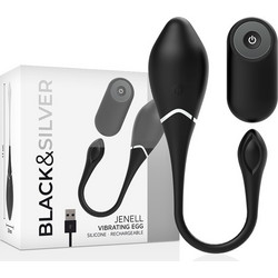 Black & Silver Jenell Δονητής Egg για Ζευγάρια με Τηλεχειριστήριο