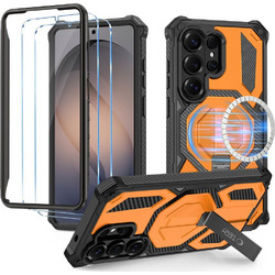 Tech-Protect MagBlast MagSafe Case + Tempered Glass 2-Pack for Samsung Galaxy S26 Ultra - Black and Orange