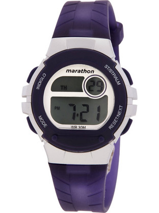 Timex Marathon Ψηφιακό Γυναικείο Ρολόι Χρονογράφος με Μωβ Καουτσούκ Λουράκι TW5M32100