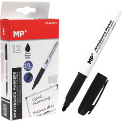 MP Μαρκαδόρος ασπροπίνακα PE494N-S, πάχος μύτης 2-3mm, μαύρος, 12τμχ