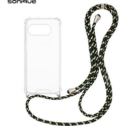 Sonique Armor Clear Θήκη Σιλικόνης με Κορδόνι (Google Pixel 9a 5G) Rainbow Πράσινο