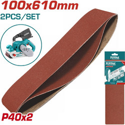 TOTAL Σετ Γυαλόχαρτα 100X610mm P40 2 τεμάχια για TBS12001 (TAC750402)