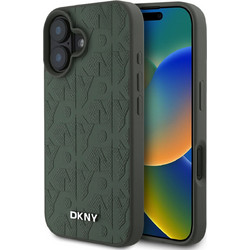DKNY PU Leather Grid Pattern Magsafe Case for iPhone 16 Green - (DKHMP16SPSGPHMN)