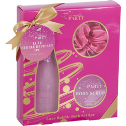 Σετ Δώρου 3τμχ με Bubble Bath 150ml, Body Scrub 65ml και Ροζ Scrunchie Μαλλιών