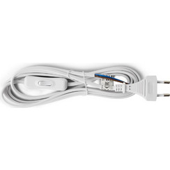 Entac Rewireable Καλώδιο 2G0.75 με Διακόπτη ON/OFF Λευκό 2.5m