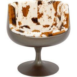 Kare Design Πολυθρόνα Περιστρεφόμενη Γούνα Καφέ Club Cow 59x61x81εκ.