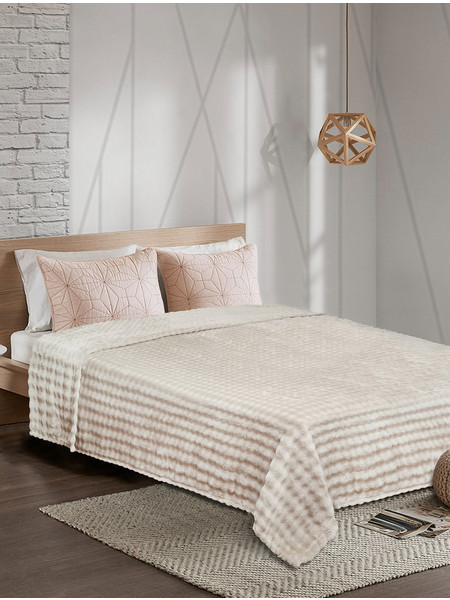 Κουβέρτα Fleece PUFFELLA BEIGE MADI μονή: 160 x 220 εκ