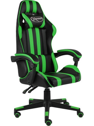 vidaXL Καρέκλα Gaming Δερματίνης Μαύρη Πράσινη 20521