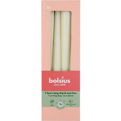Bolsius Essentials Κωνικά Κεριά Στικ Κρεμ 24.5x2.4cm (Σετ 4 Τεμαχίων)