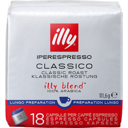 Illy Κάψουλες Espresso Classico Lungo Συμβατές με Μηχανή Illy iperEspresso 18τμχ
