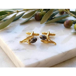 Sterling silver 925 Cufflinks, olive leaves and fruits Wedding Gift for Men.Symbolizing peace , protection and prosperity