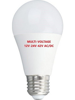 REDLED Rp Λάμπα Led Α60 - AC-DC/10W/3000K/E27/12V/24V/42V/Θερμό Λευκό