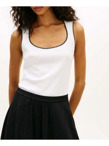 TOMMY HILFIGER WOMAN B+W SLIM SCOOP-NK TANK ECRU