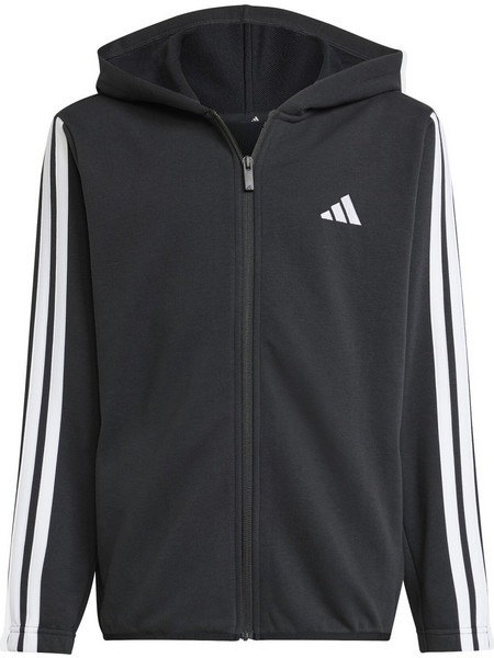 adidas Αθλητική Ζακέτα Φούτερ με Κουκούλα Μαύρη Essentials 3-Stripes