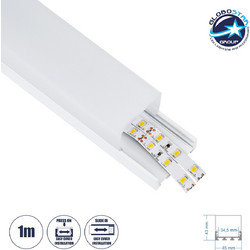 GloboStar(R) SURFACEPENDANT-PROFILE 70865-1M Προφίλ Αλουμινίου - Βάση & Ψύκτρα Ταινίας LED με Λευκό Γαλακτερό Κάλυμμα - Επιφανειακή & Κρεμαστή Χρήση - Πατητό Κάλυμμα - Λευκό - 1 Μέτρο - Μ100 x Π4.5 x