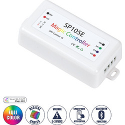SP105E 70039 WiFi 2.4G Ψηφιακός Pixel Addressable Controller DC 5-12-24V IP20 - WiFi 2.4G - SPI/TTL Protocol 2048 IC - Μ8.5 x Π4.5 x Υ2.2