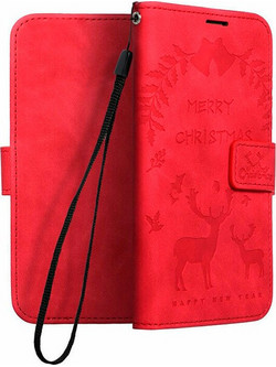 FORCELL MEZZO BOOK CASE FOR IPHONE 13 REINDEERS RED