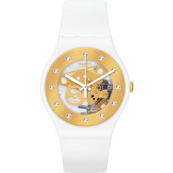 Swatch Γυναικείο Ρολόι με Λευκό Καουτσούκ Λουράκι SUOZ148