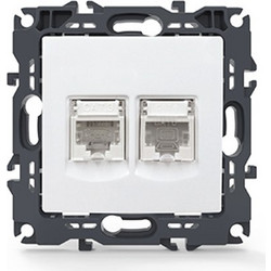 PRIME ΠΡΙΖΑ ΤΗΛΕΦΩΝΟΥ ΜΕ ΒΥΣΜΑ 1XRJ11 CAT3 IP20 & ΠΡΙΖΑ ΔΙΚΤΥΟΥ ΛΕΥΚΗ ΜΕ ΒΥΣΜΑ 1XRJ45 CAT6 UTP IP20 / 1000113401