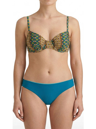 Plus size γυναικείο μαγιό bikini με μπανέλα boho flexfit πετρόλ