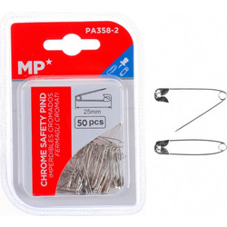 MP παραμάνες PA358-2, μεταλλικές, 25mm, ασημί, 50τμχ PA358-2